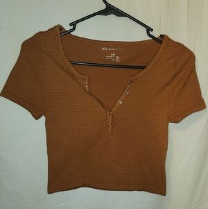 Women's Burnt Orange Ribbed Crop Top